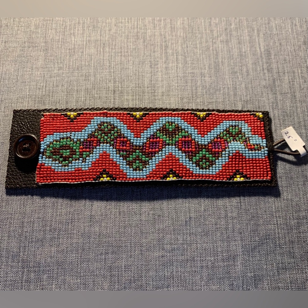 Leather Beaded Bracelet with Button Closure•NEW!